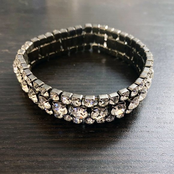 GORGEOUS VINTAGE RHINESTONE STRETCH BRACELET BANGLE - Picture 7 of 9